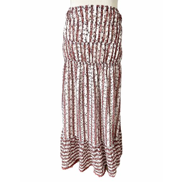 Lost + Wander La Villa Rose Maxi Skirt Berry Stripe Small New - Picture 1 of 9